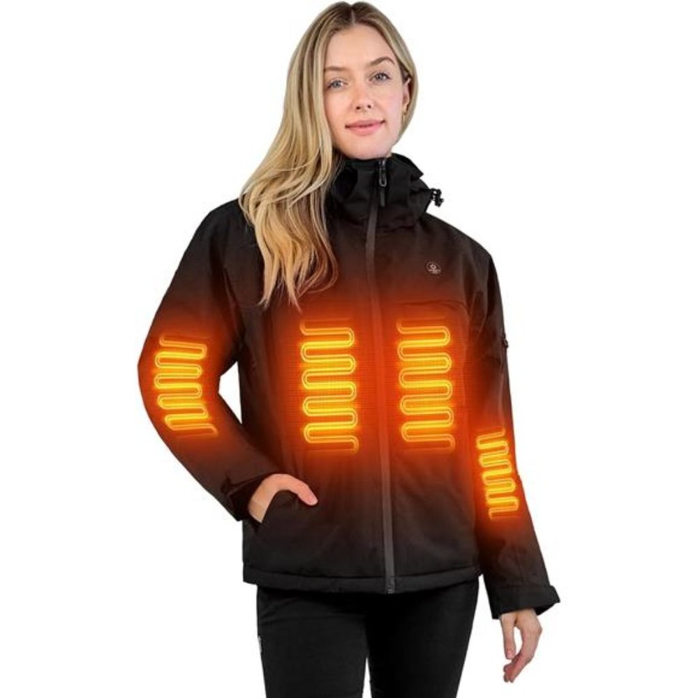 Heated Jacket, Ski Jacket Coat, With 12V/16000mAh Battery Pack For Women